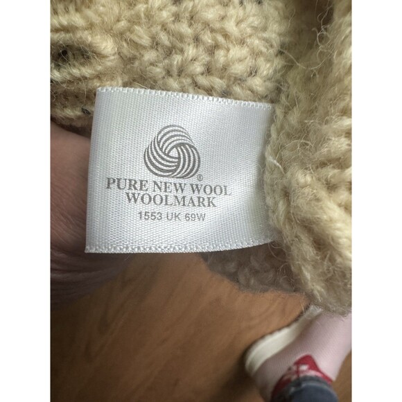 Mackinnon‎ Scotland Fisherman Sweater Women’s Large Cable Knit Wool Ivory Fleck - Picture 4 of 9